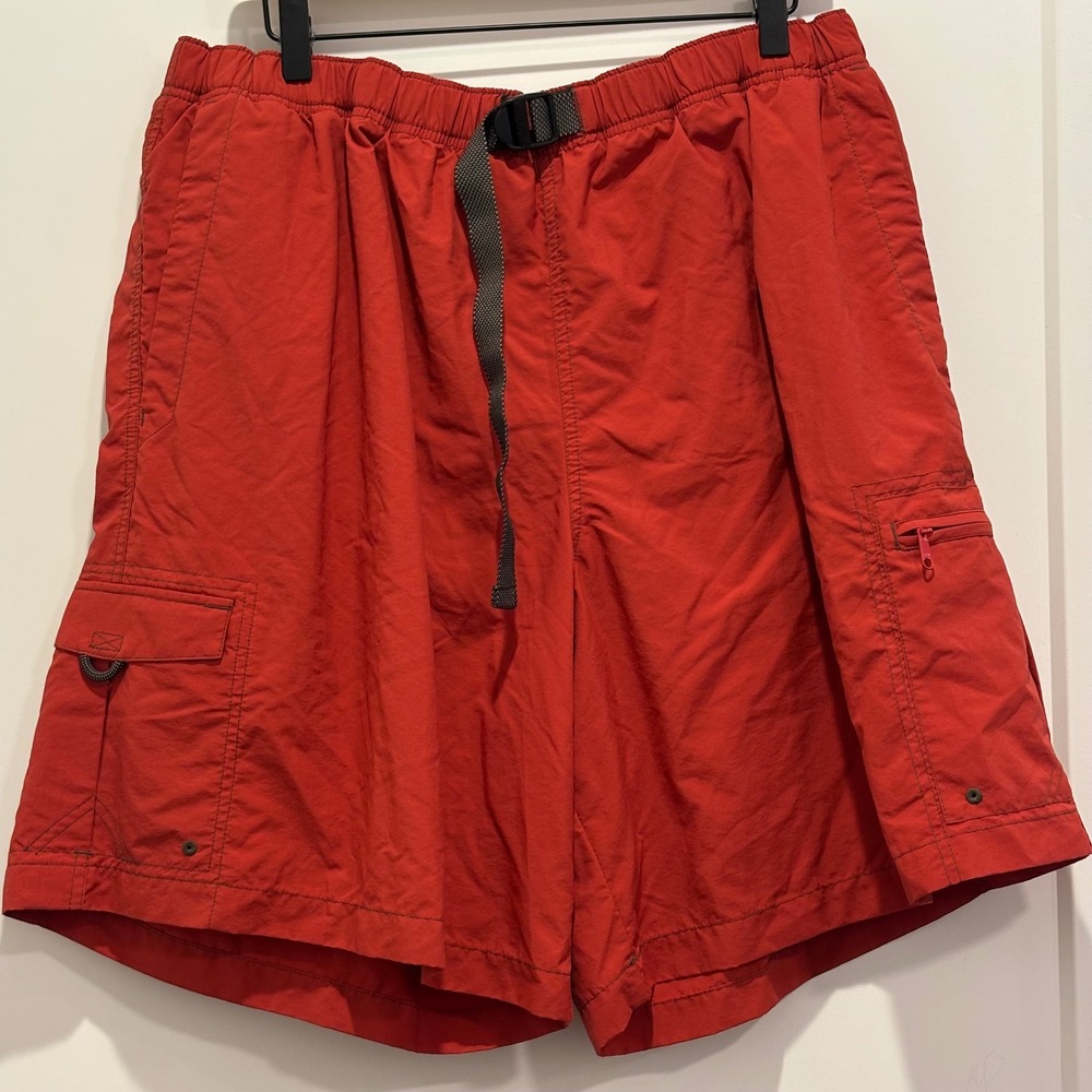 Columbia Mens XXL Red Nylon Cargo Hiking Shorts Belt AM4468 9 Inch Inseam